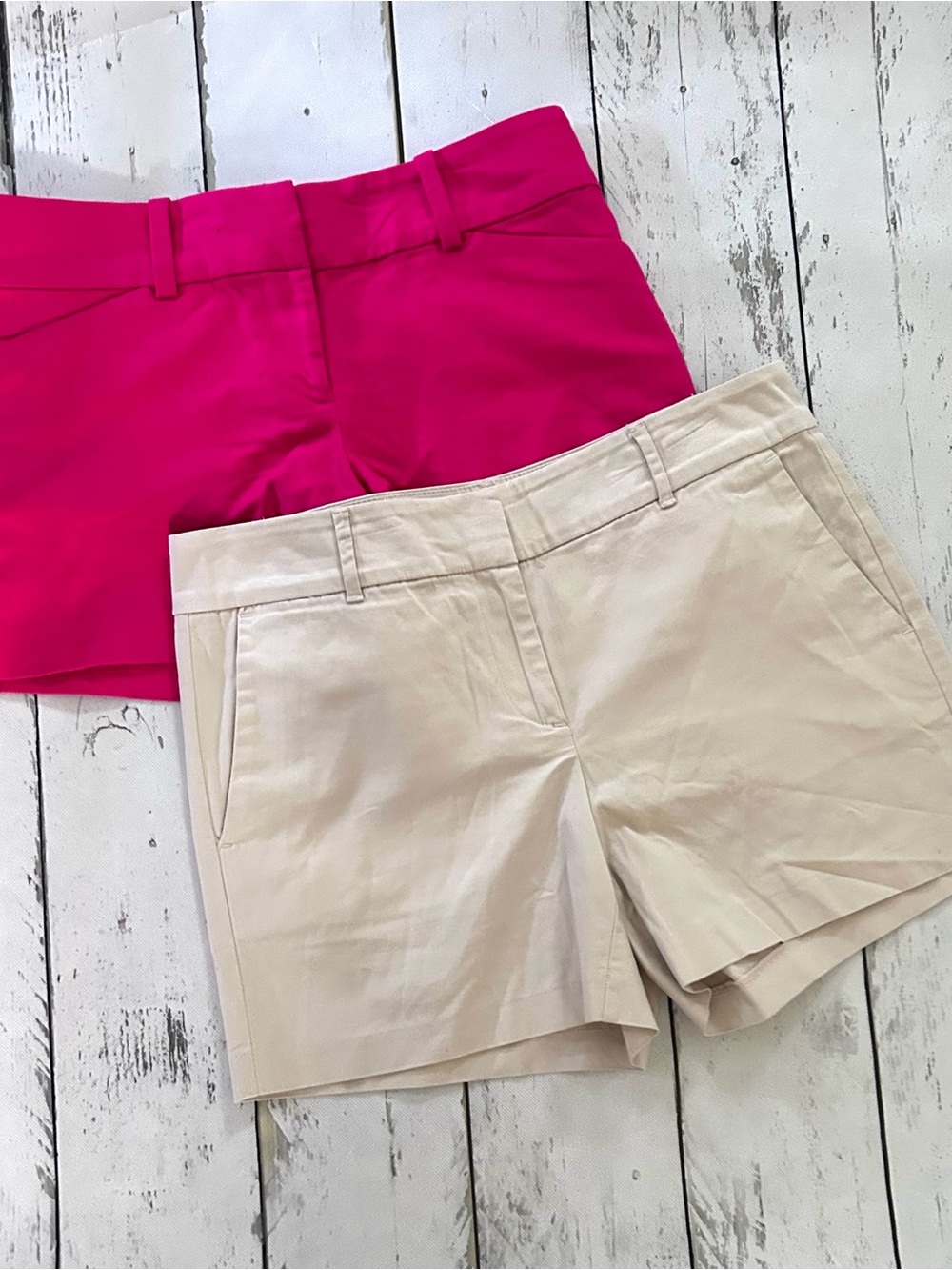 Ann Taylor Factory Pink and Cream Tailored Bermuda Shorts Duo Size 4 & 4P.